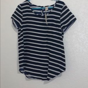 blue and white stripped shirt